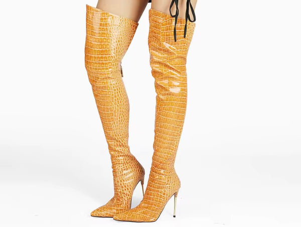 Women Fashion Color Over The Knee High Heel Boots