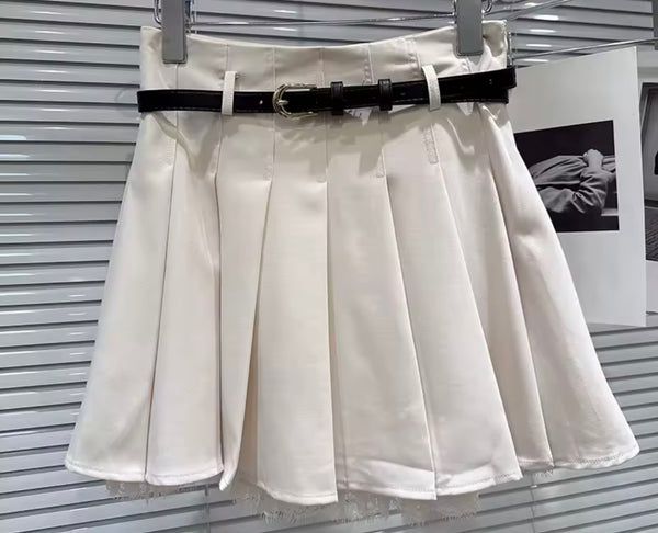 Women Lace Patchwork Zip Up Jacket Two Piece Pleated Skirt Set