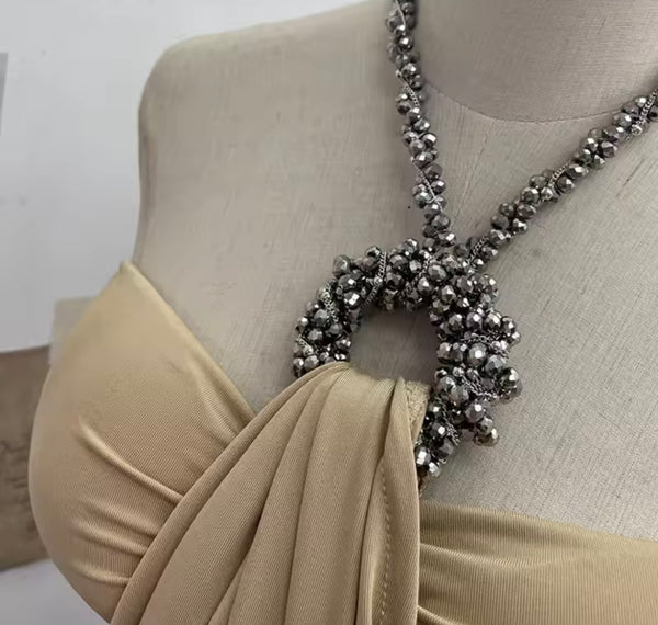 Women Metal Halter Sleeveless Color Fashion Top