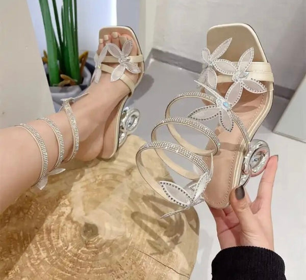 Women Fashion Bling Silver Heel Sandals