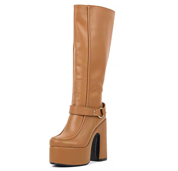 Women Fashion Side Zipper Platform High Heel Boots