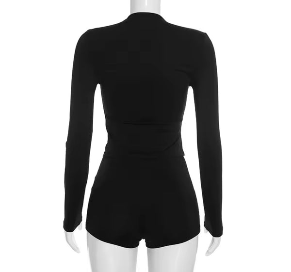 Women Cut Out Sexy Full Sleeve Two Piece Short Set