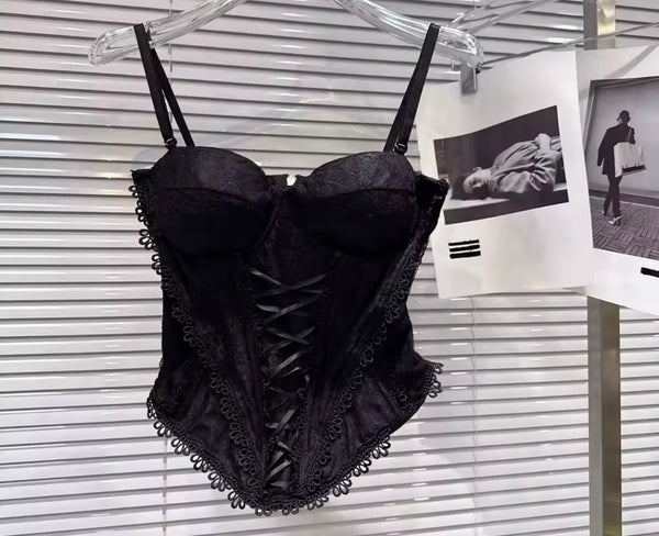 Women Sexy Lace Sleeveless Tank Two Piece PU Short Set