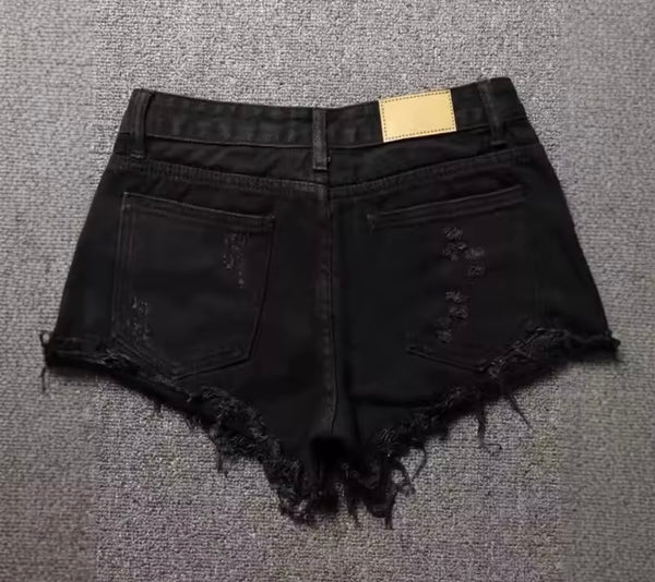 Women Fashion Ripped Denim Mini Shorts