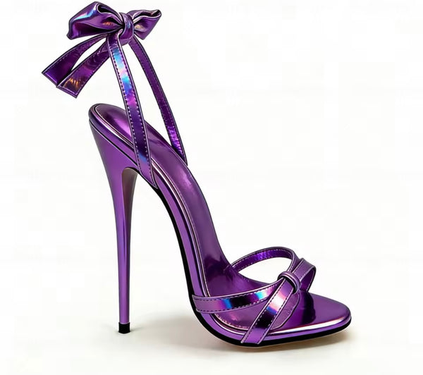 Women Fashion Metallic Bow High Heel Sandals
