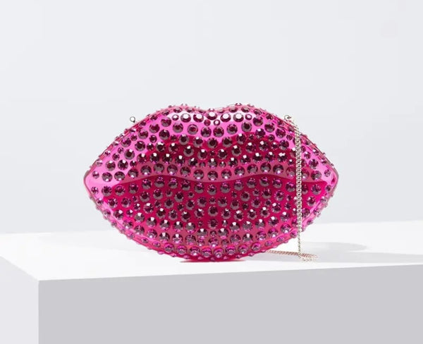 Women Fashion Pink Lip Handbag Purse