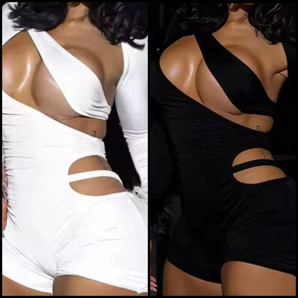 Women Sexy Cut Out Feather Full Sleeve Romper