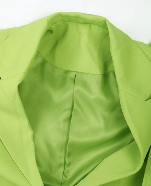 Women Fashion Green Criss Cross Blazer Top