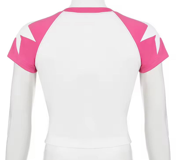 Women Fashion Color Patchwork Star Number Print Top