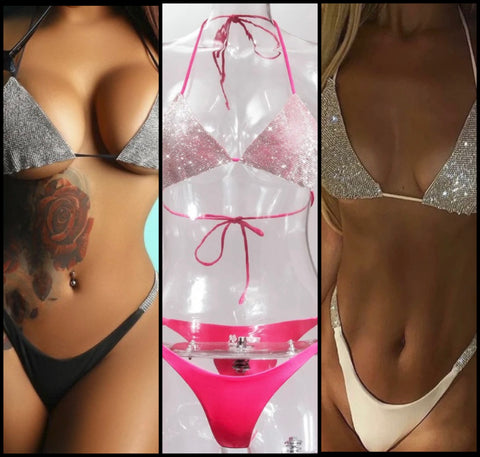 Women Bling Sexy Halter Lingerie Set