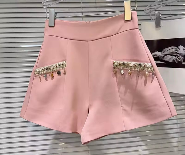 Women Color Beaded Tassel Fashion Shorts