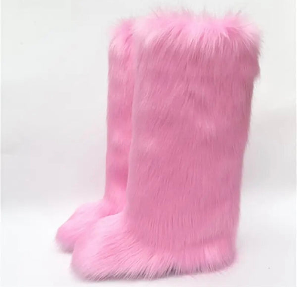 Women Faux Fur Fashion Mid-Calf Boots