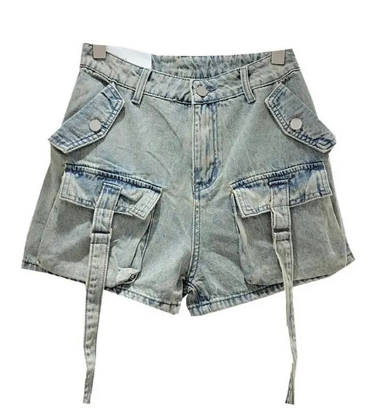 Women Fashion Denim Cargo Shorts