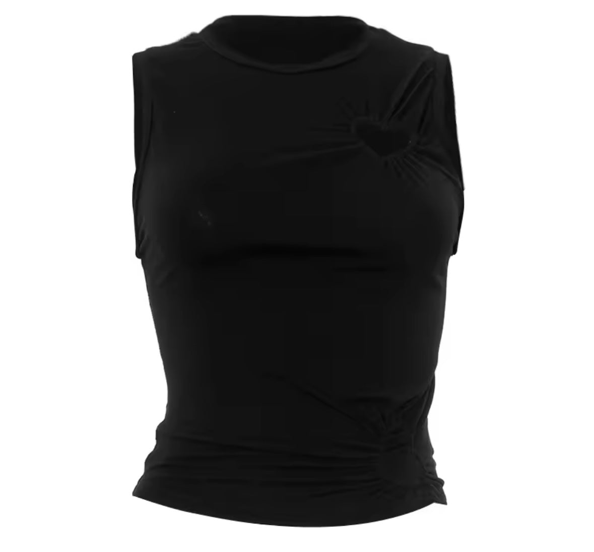Women Sleeveless Color Heart Cut Out Fashion Top