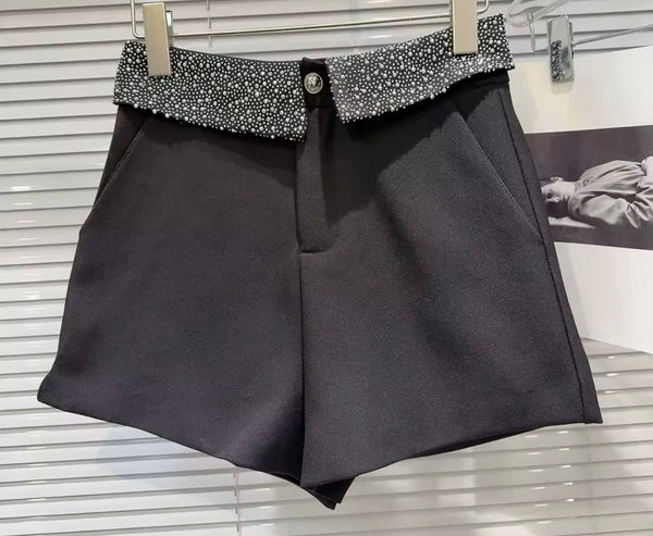 Women Fashion Color Rhinestone Patchwork Shorts