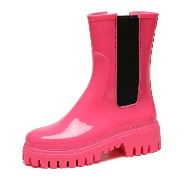 Women Fashion Color Rain Ankle Boots