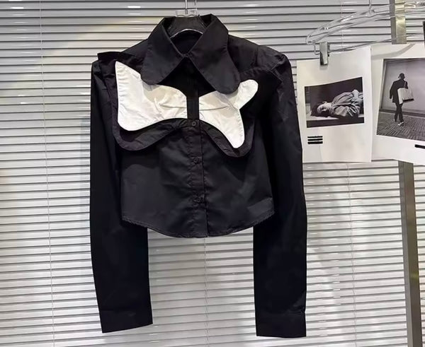 Women Collar Button Up Bow Fashion Top