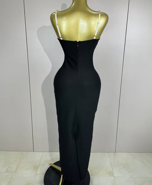 Women Sexy Rhinestone Color Patchwork Sleeveless Maxi Dress