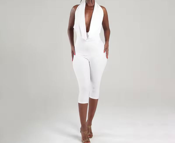 Women Sexy Fashion Halter Sleeveless Open Back Romper