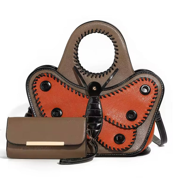 Women Fashion Butterfly Wallet Handbag Purse Set