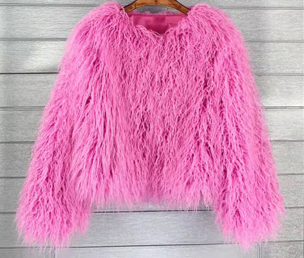 Women Color Fashion Faux Fur Jacket