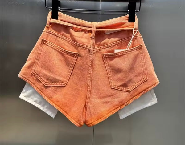 Women Fashion Denim Pocket Mini Shorts