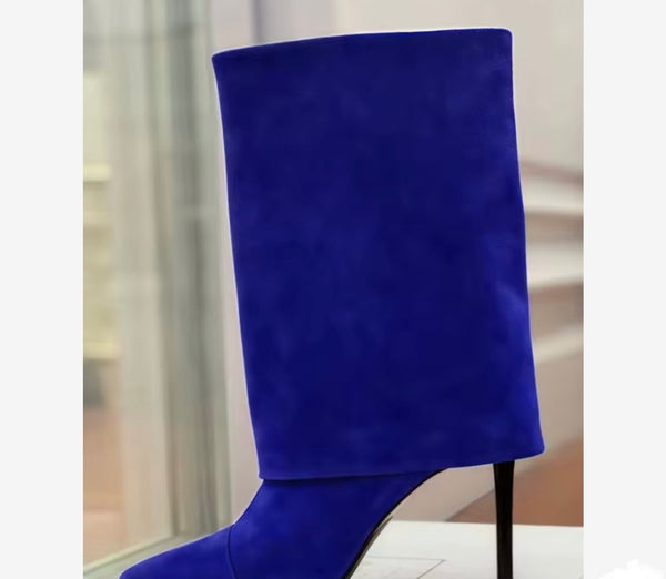 Women Color Suede Fashion High Heel Ankle Boots
