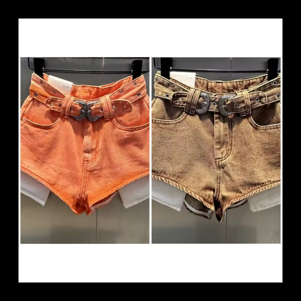 Women Fashion Denim Pocket Mini Shorts