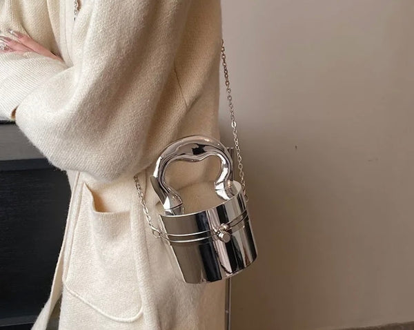 Women Fashion Gold/Silver Metallic Handbag Purse
