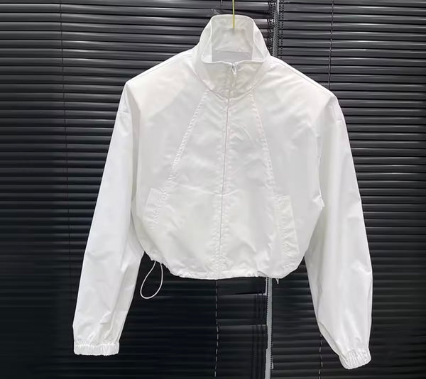 Women Fashion Zip Up Jacket Two Piece Ruffled Wrap Pant Set