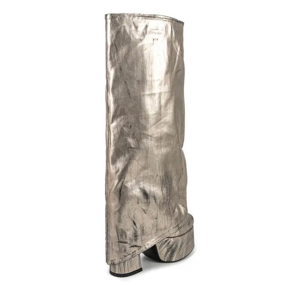 Women Metallic Platform Fashion Knee High Boots
