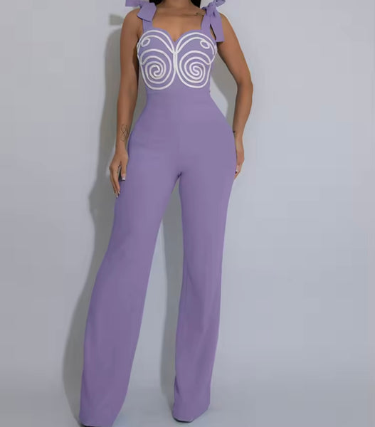 Women Tie Up Sleeveless Printed Fashion Jumpsuit