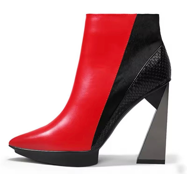 Women Pointed Toe Platform Fashion High Heel Ankle Boots