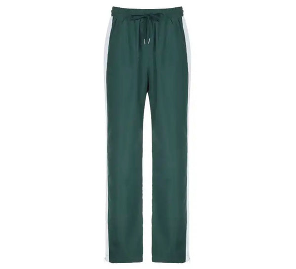 Women Fashion Striped Zip Up Tracksuit Two Piece Pant Set