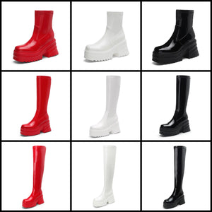 Women Fashion Ankle/Mid/Knee High Patent Leather Boots