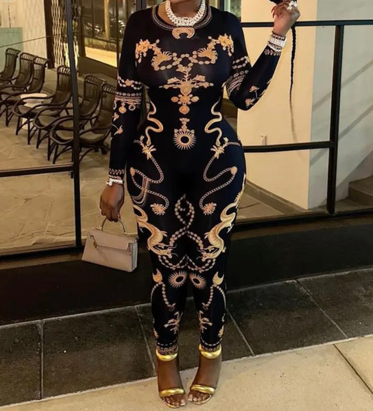 Women Printed Full Sleeve Sexy Fashion Jumpsuit