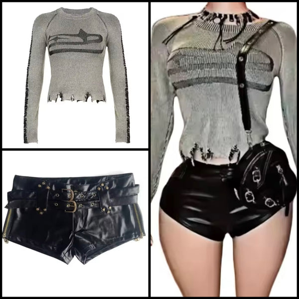 Women Printed Full Sleeve Two Piece PU Short Set