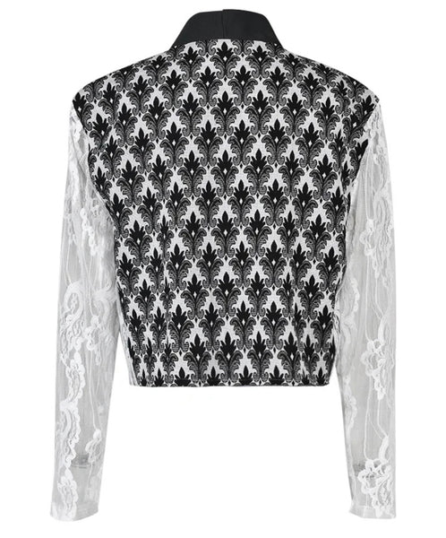 Women Fashion Lace Patchwork Blazer Jacket