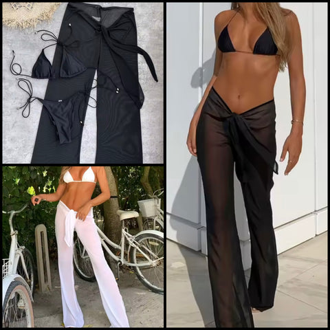 Women Sexy Halter Bikini Mesh Cover Up Set