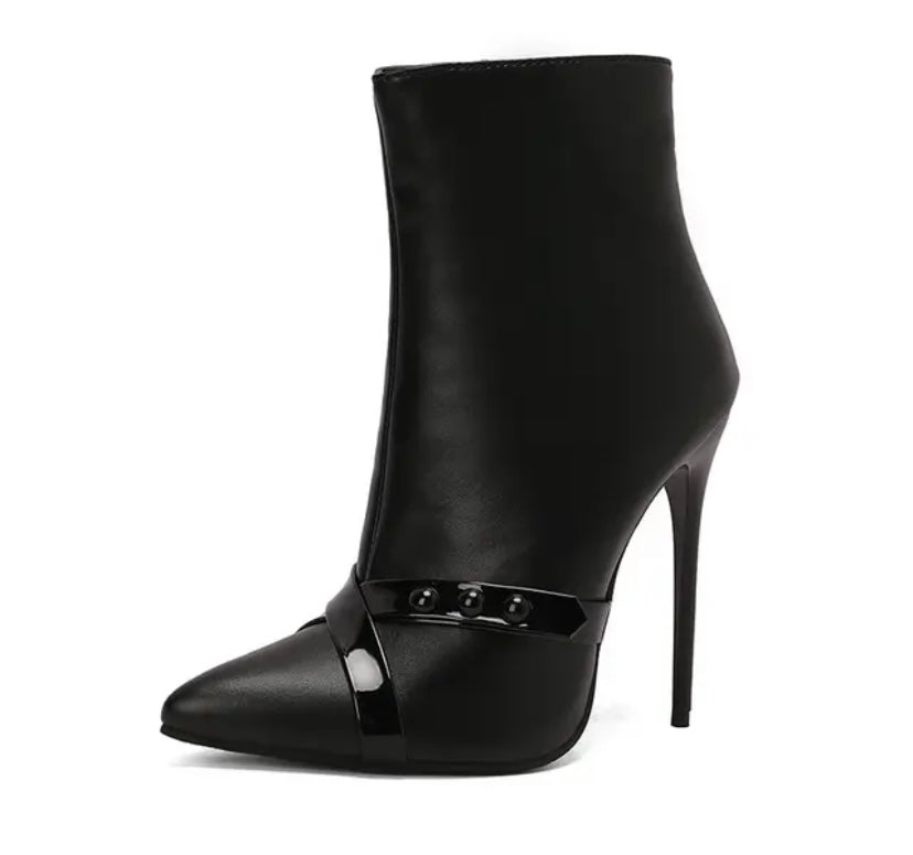 Women Color Fashion Button High Heel Ankle Boots