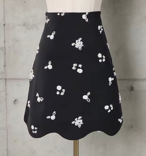 Women Collar Bow Full Sleeve Blazer Two Piece Skirt Set