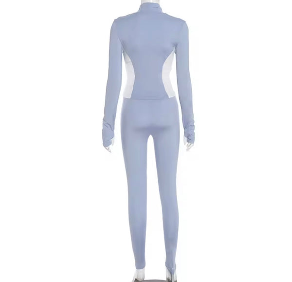Women Zip Up Full Sleeve Fashion Tracksuit Two Piece Pant Set