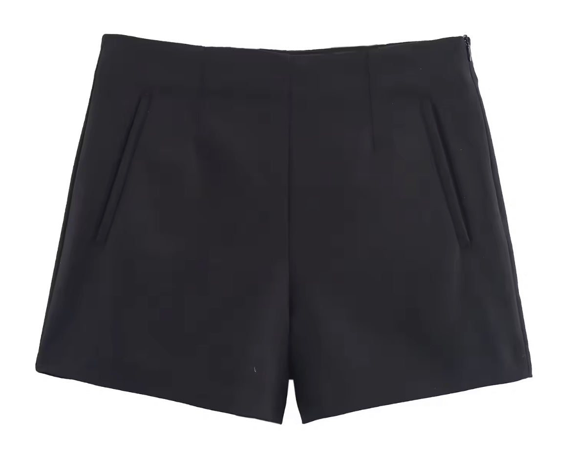 Women Color Fashion Side Zipper Shorts