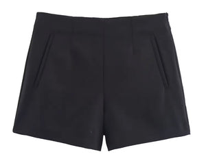 Women Color Fashion Side Zipper Shorts