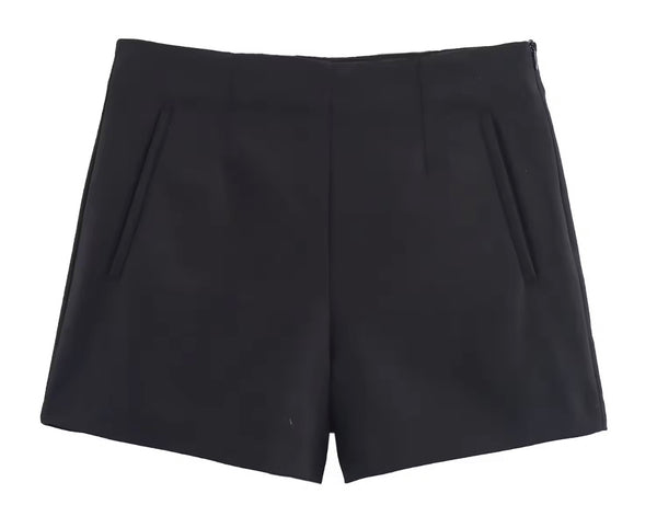 Women Color Fashion Side Zipper Shorts
