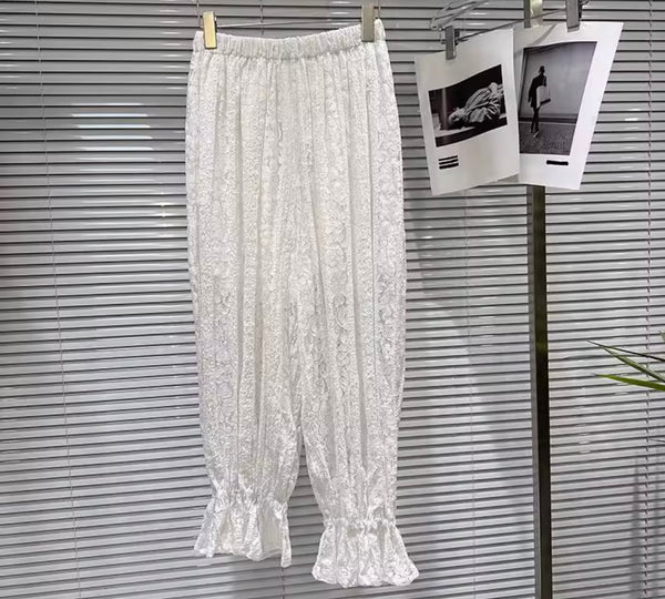Women B&W Lace Full Sleeve Fashion Two Piece Pant Set