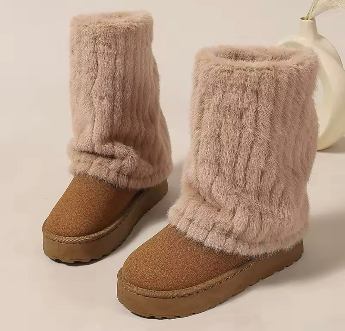 Women Color Furry Warm Fashion Ankle Boots