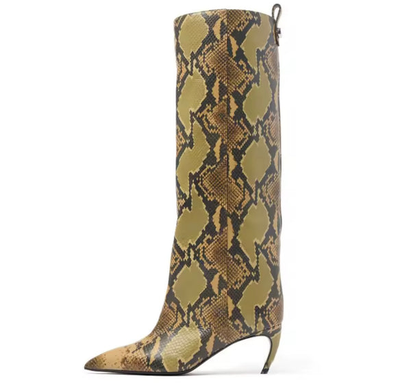Women Color Fashion Pointed Toe Suede Knee High Boots