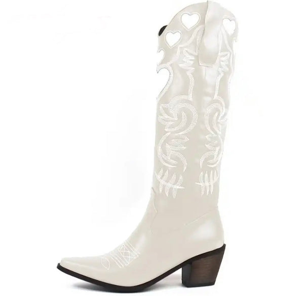 Women Fashion Heart Print Western Boots