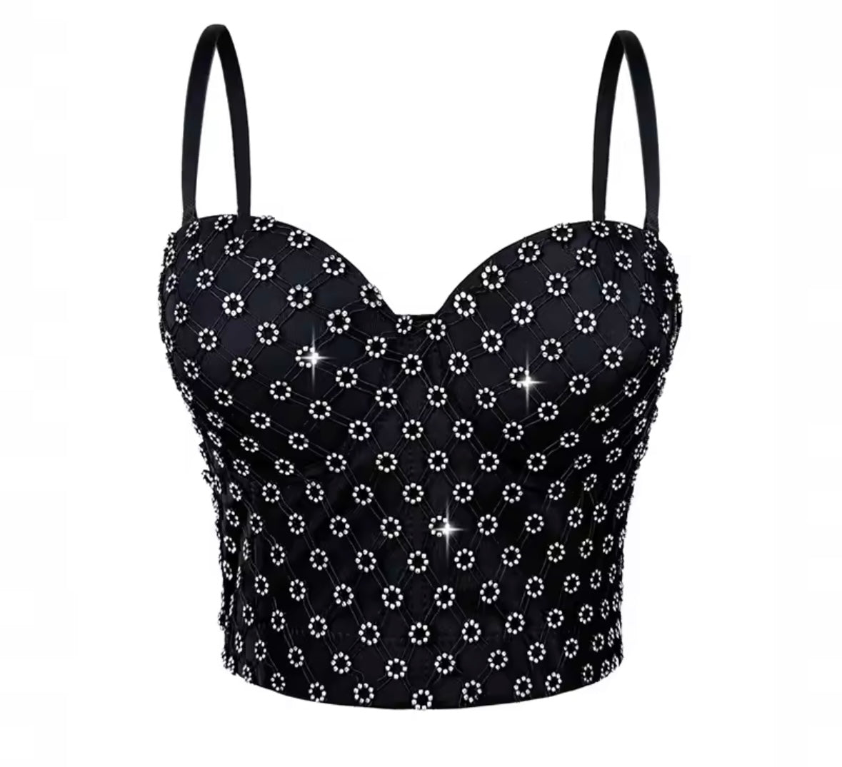 Women Sleeveless Rhinestone Fashion Bra Tank Top